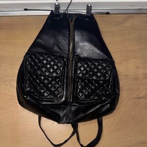 Quilted Front Pocket Black Women's Backpack